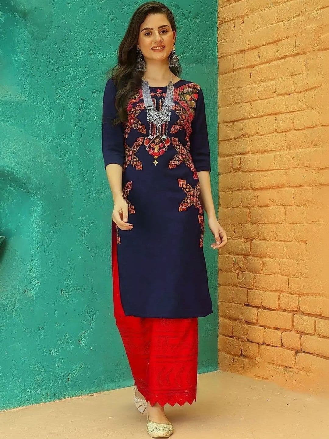 arangya Women Ethnic Motifs Embroidered Thread Work Indie Prints Crepe Kurta - view 1