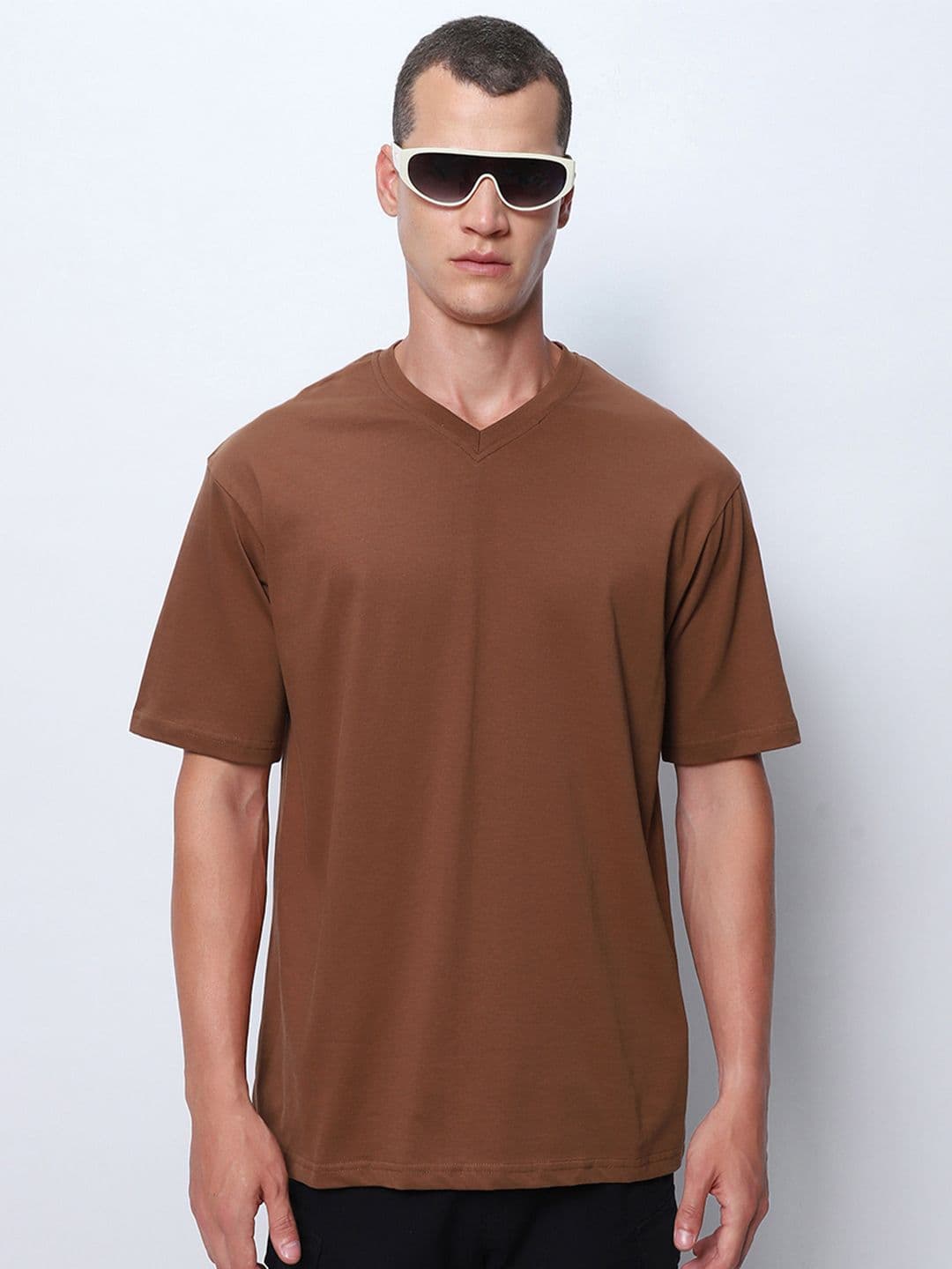 Bewakoof V-Neck Pure Cotton Oversized Casual T-Shirt - view 1