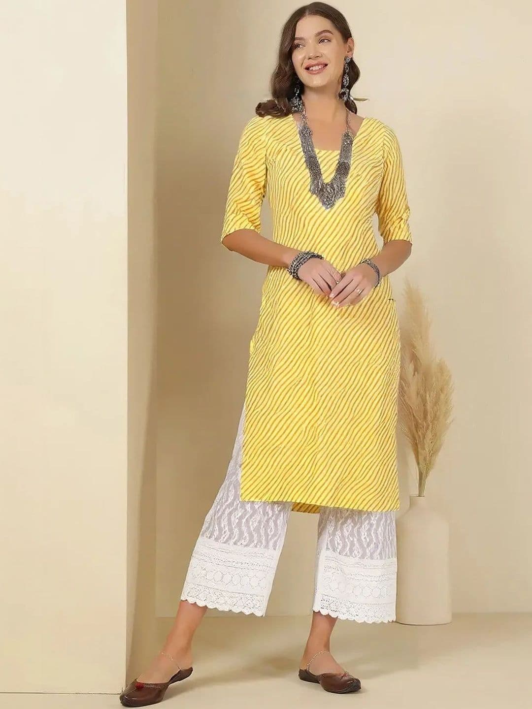 arangya Women Leheriya Printed Indie Prints Crepe Kurta - view 1