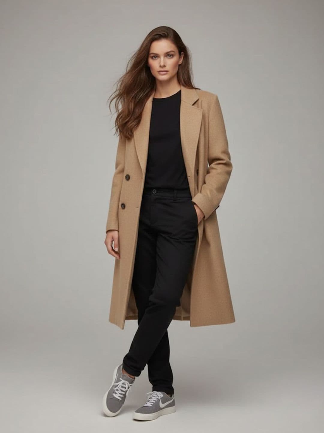bebe Women Double-Breasted Notched Lapel Overcoat Coats - view 1