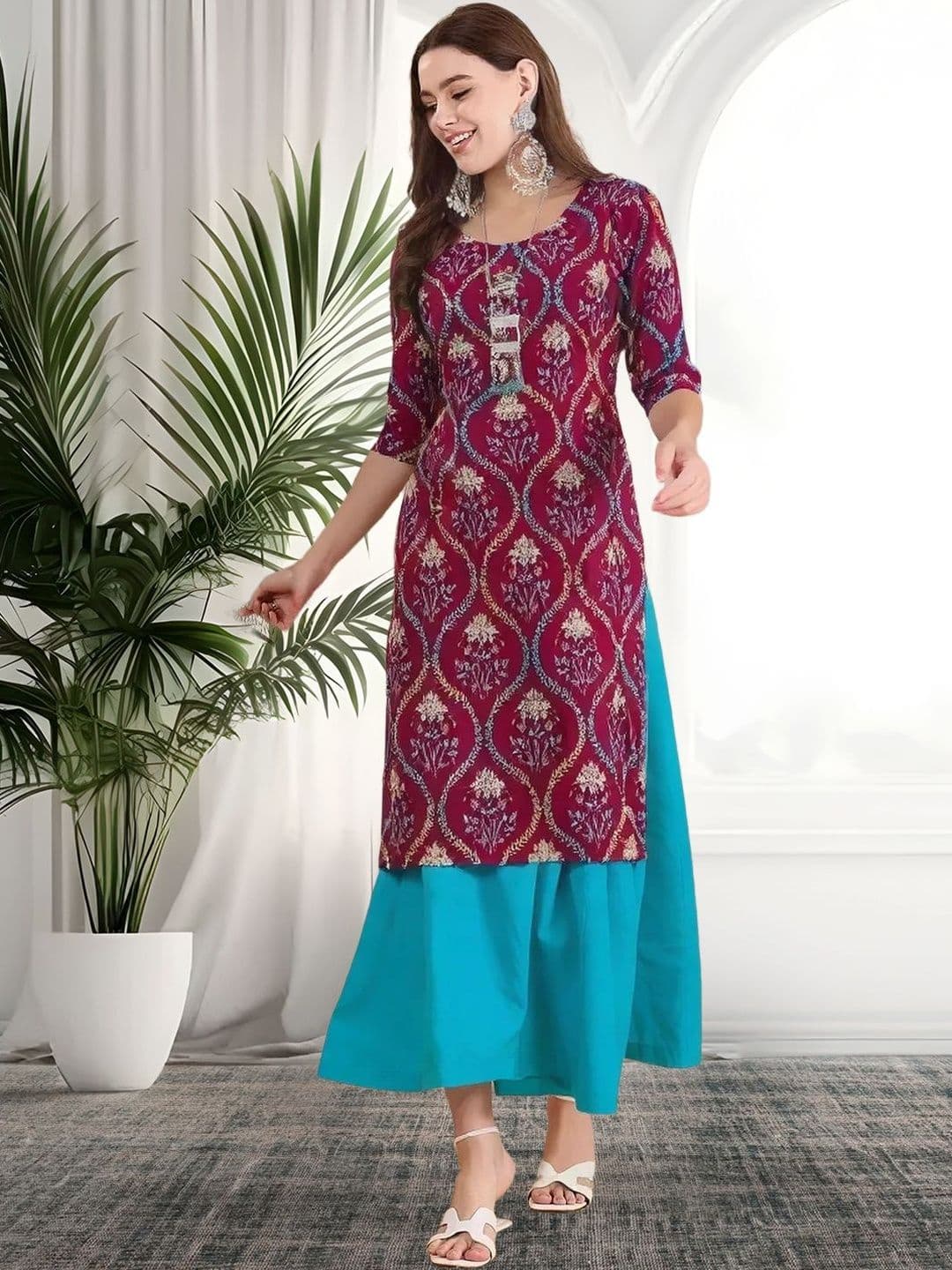 arangya Pack Of 2 Women Ethnic Motifs Printed Crepe Kurta - view 1