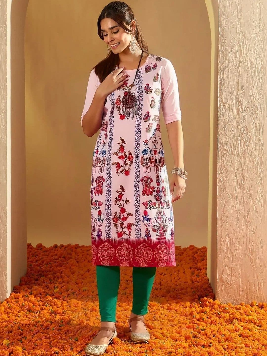 arangya Pack Of 3 Women Ethnic Motifs Printed Crepe Kurta - view 1