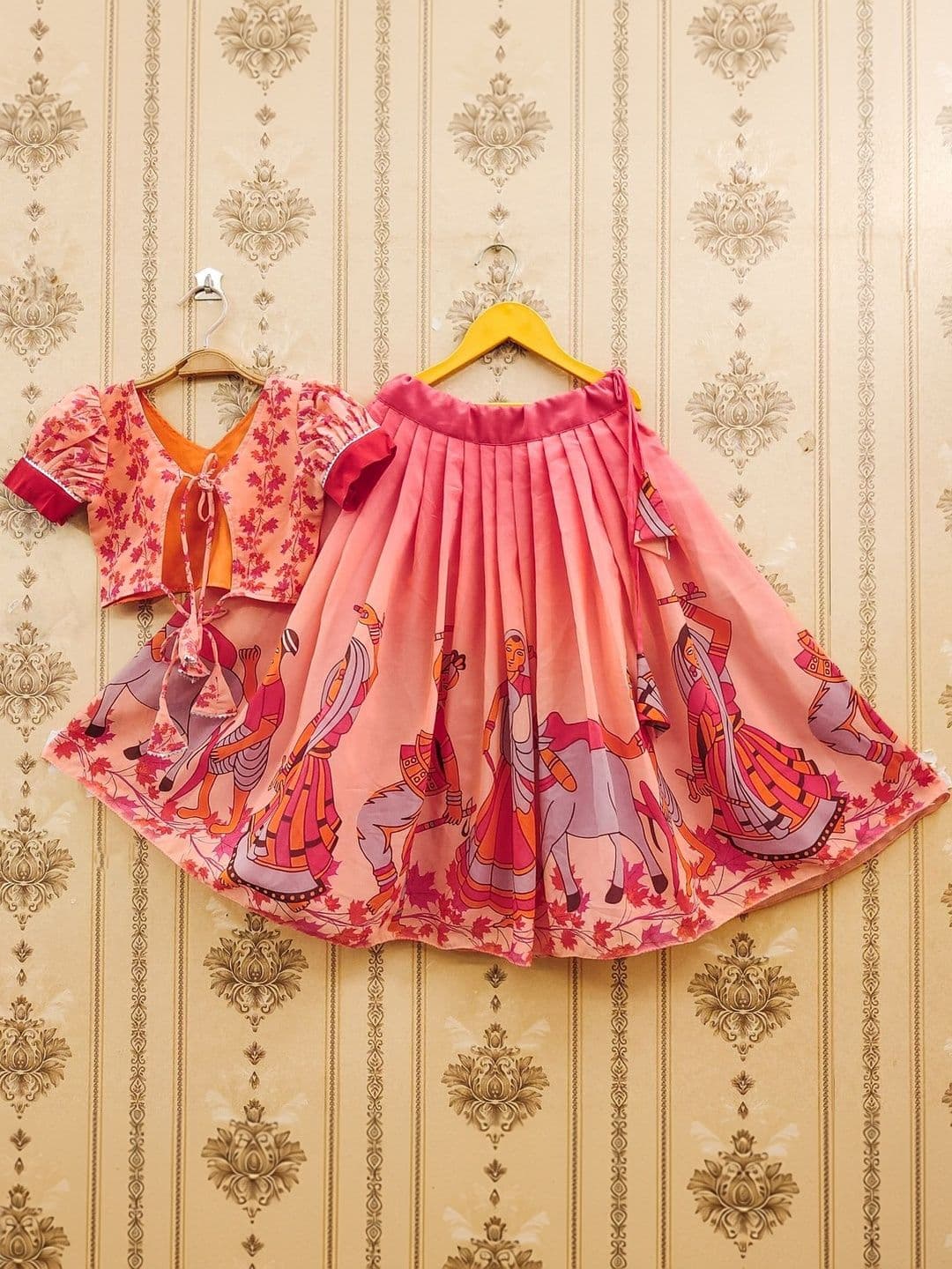 Sangria Printed Poly Georgette V-Neck Flared Lehenga Choli - view 1