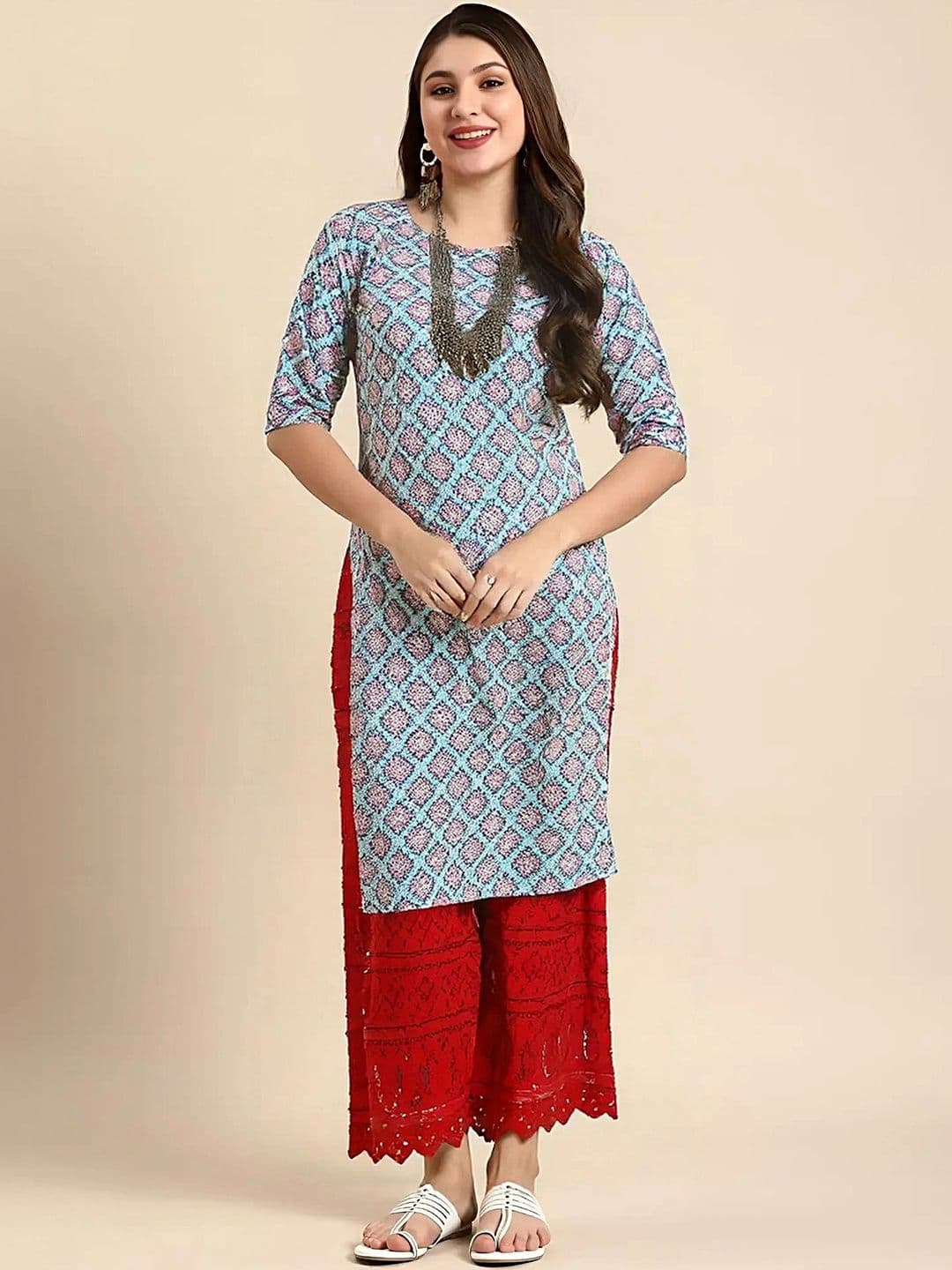 arangya Pack Of 3 Women Geometric Printed Crepe Kurta - view 1