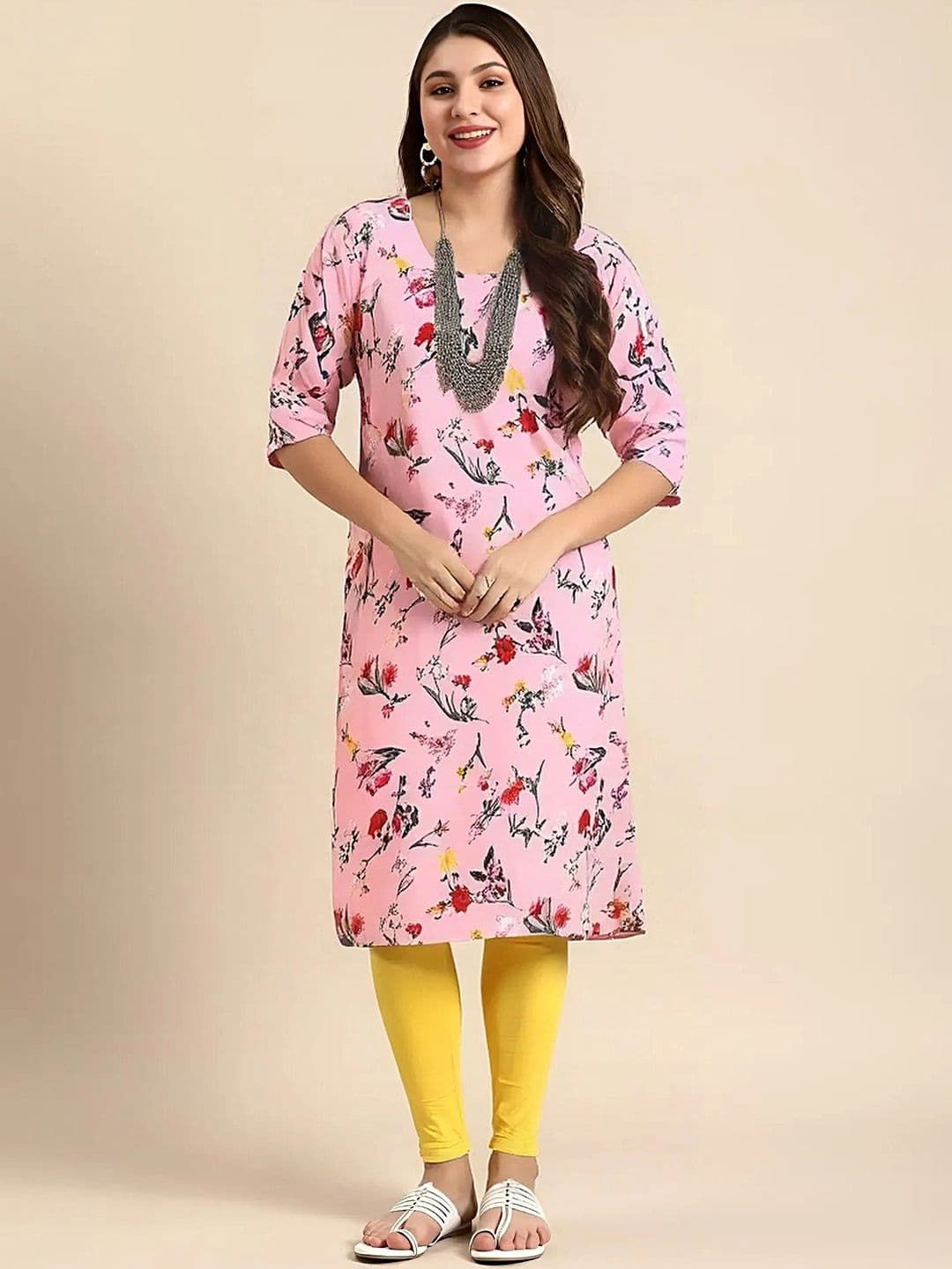 arangya Women Floral Printed Indie Florals Crepe Kurta - view 1