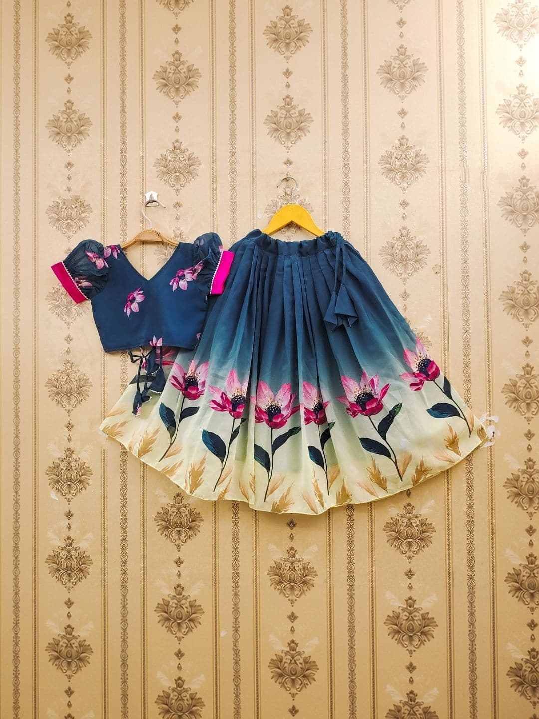 Sangria Printed V-Neck Flared Lehenga Choli - view 1
