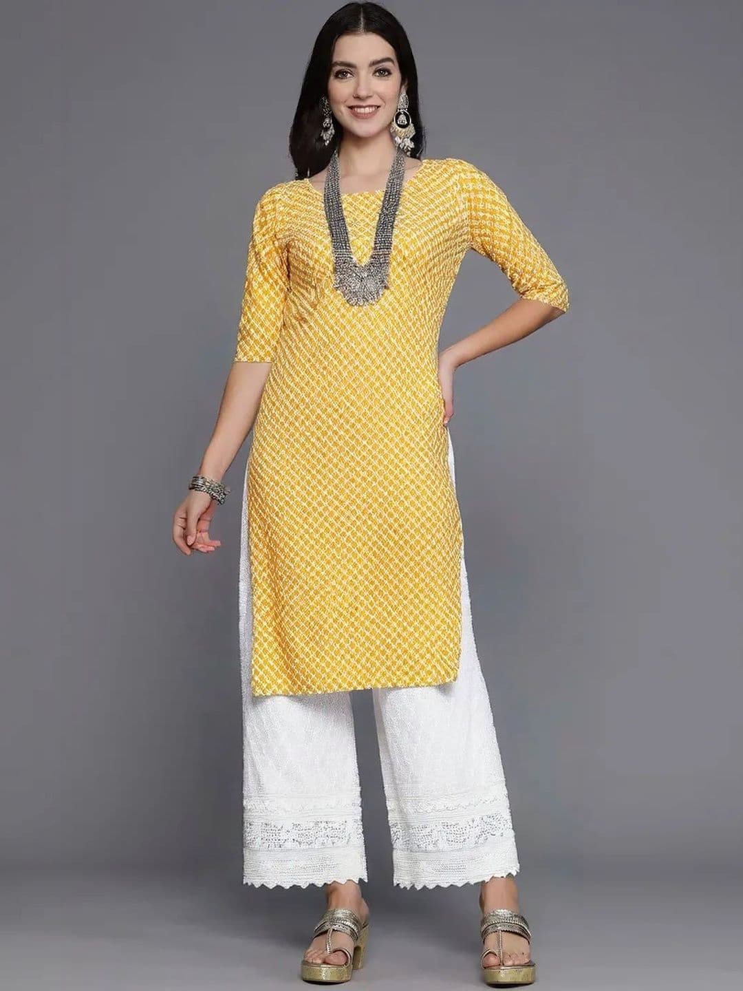 arangya Women Pack Of 3 Bandhani Printed Crepe Kurta - view 1