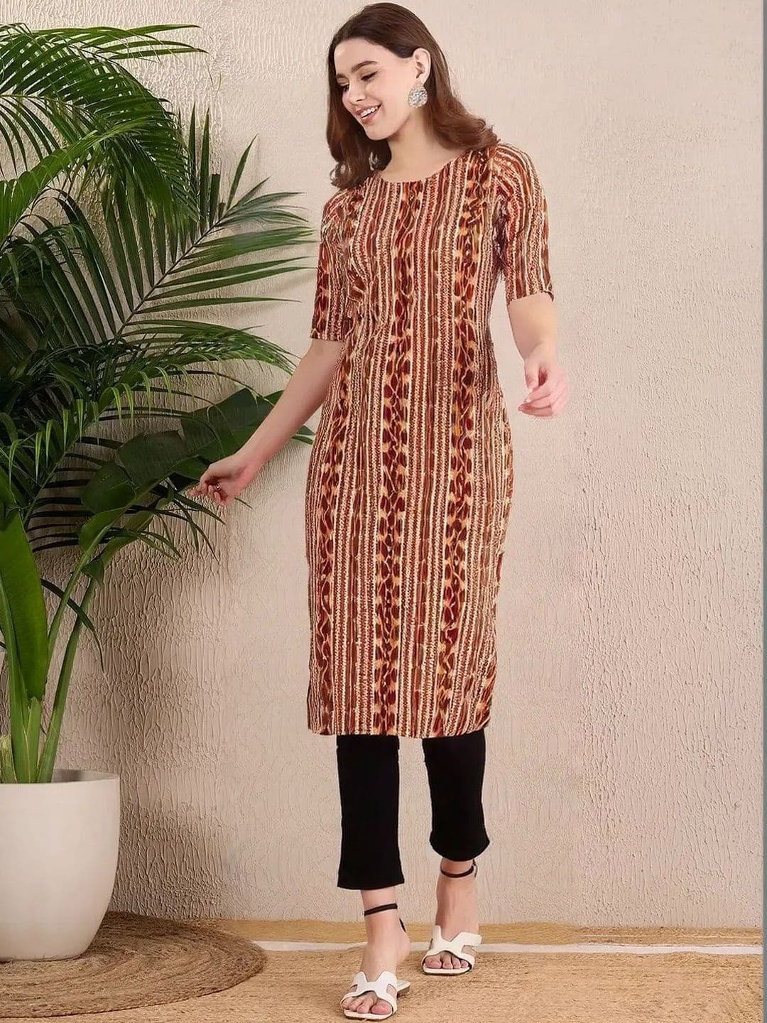 arangya Pack Of 3 Women Ethnic Motifs Printed Indie Prints Crepe Kurta - view 1