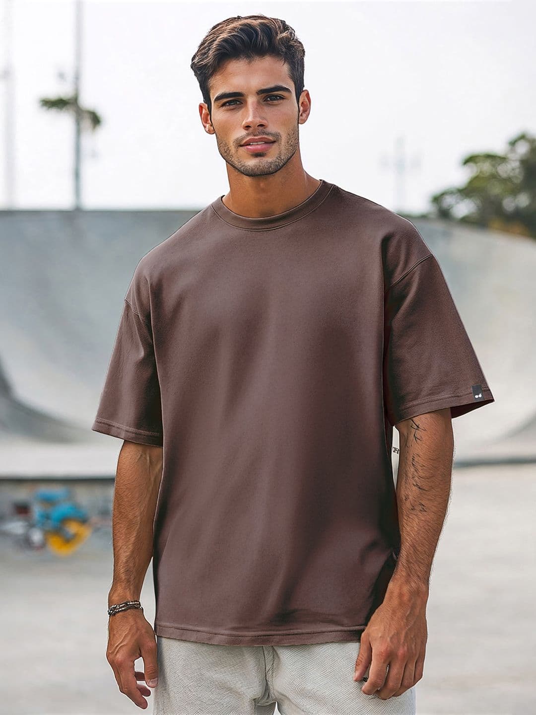 Bewakoof Round Neck Short Drop Shoulder Sleeves Pure Cotton Oversized T-shirt - view 1