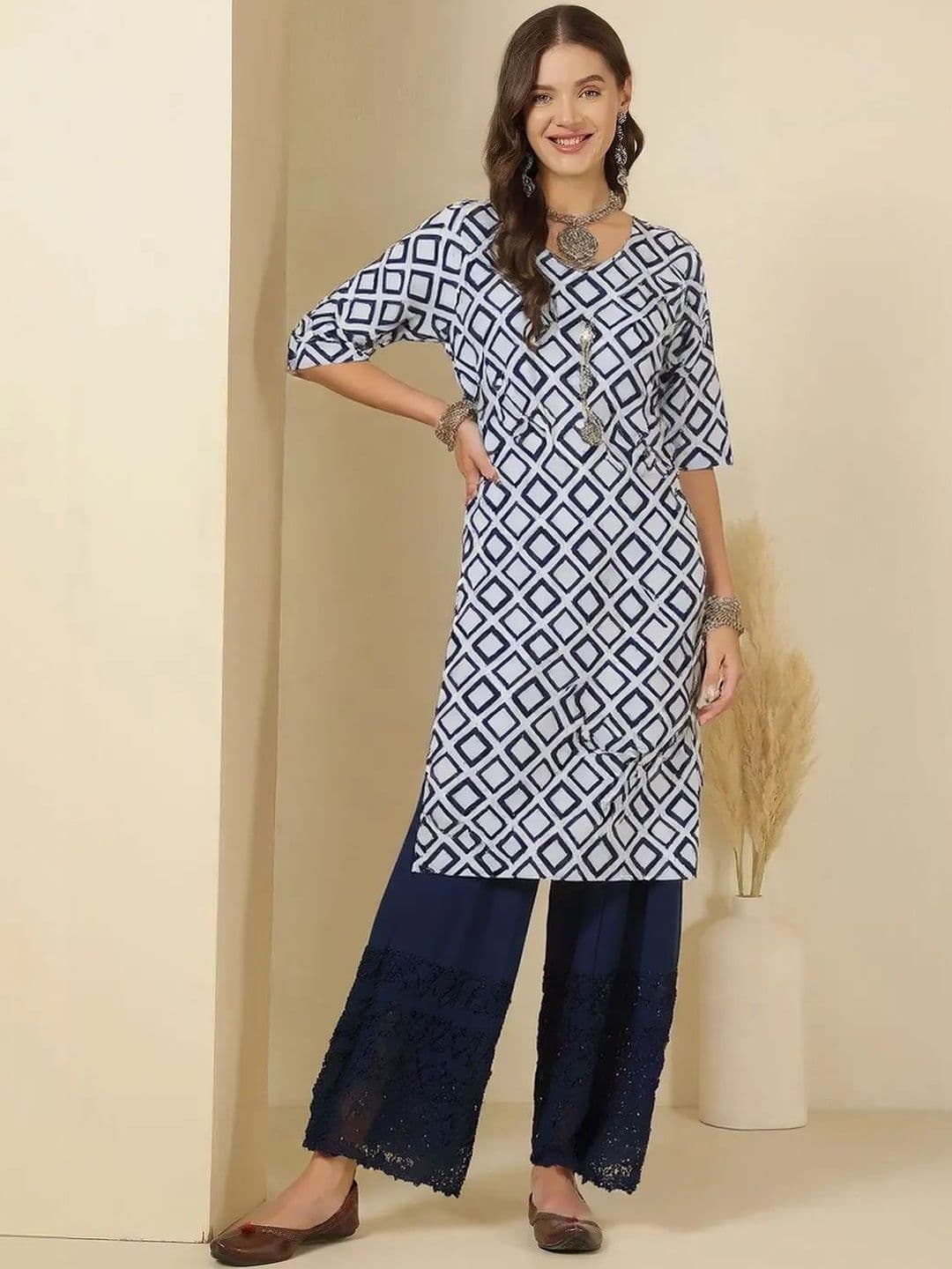 arangya Women Pack Of 2 Geometric Printed Crepe Kurta - view 1