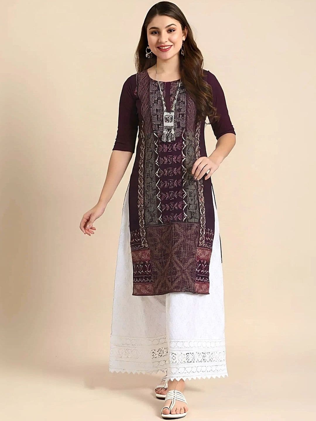 arangya Women Pack Of 3 Ethnic Motifs Printed Indie Prints Crepe Kurta - view 1