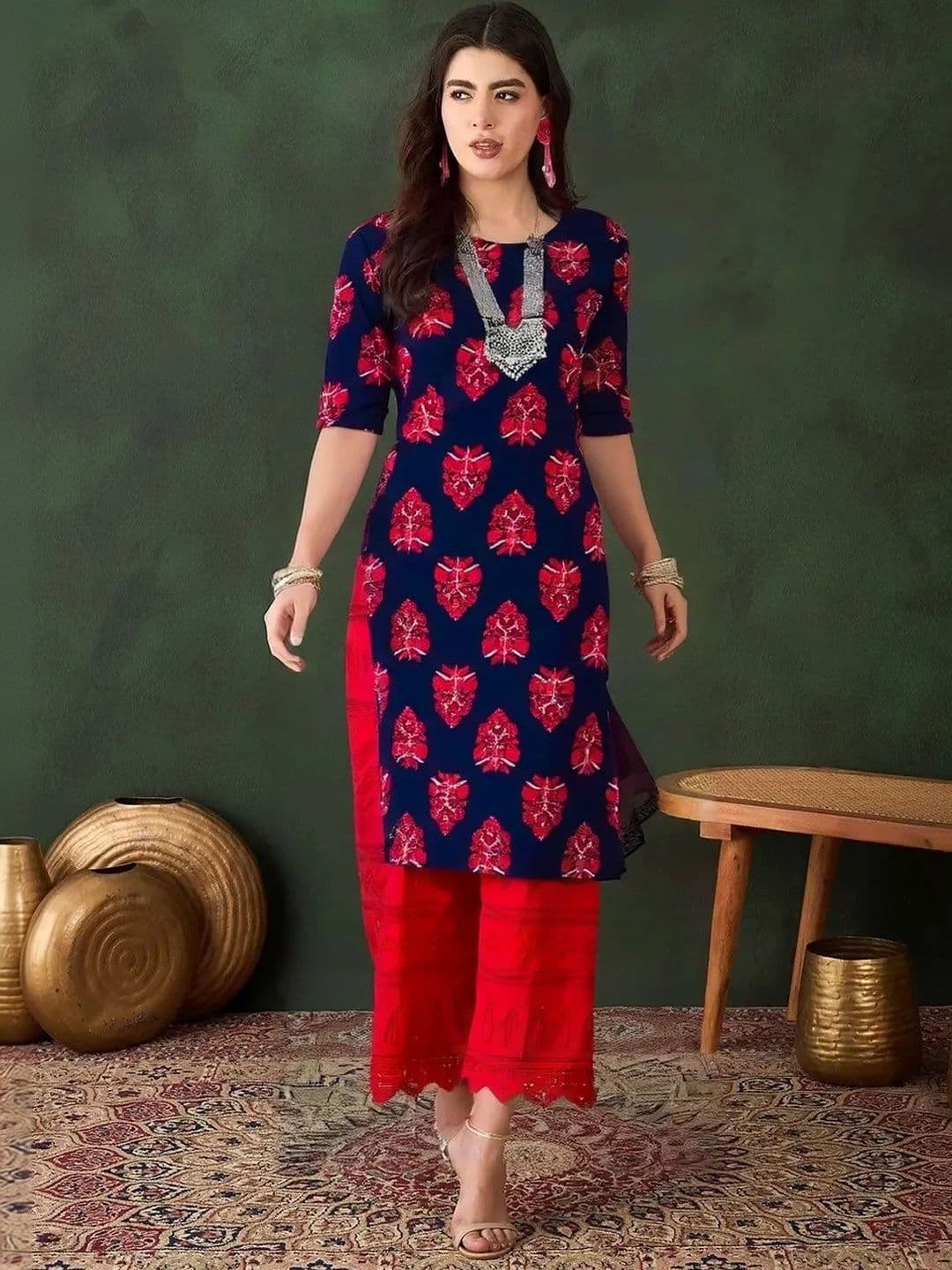 arangya Pack Of 2 Women Ethnic Motifs Printed Crepe Kurta - view 1