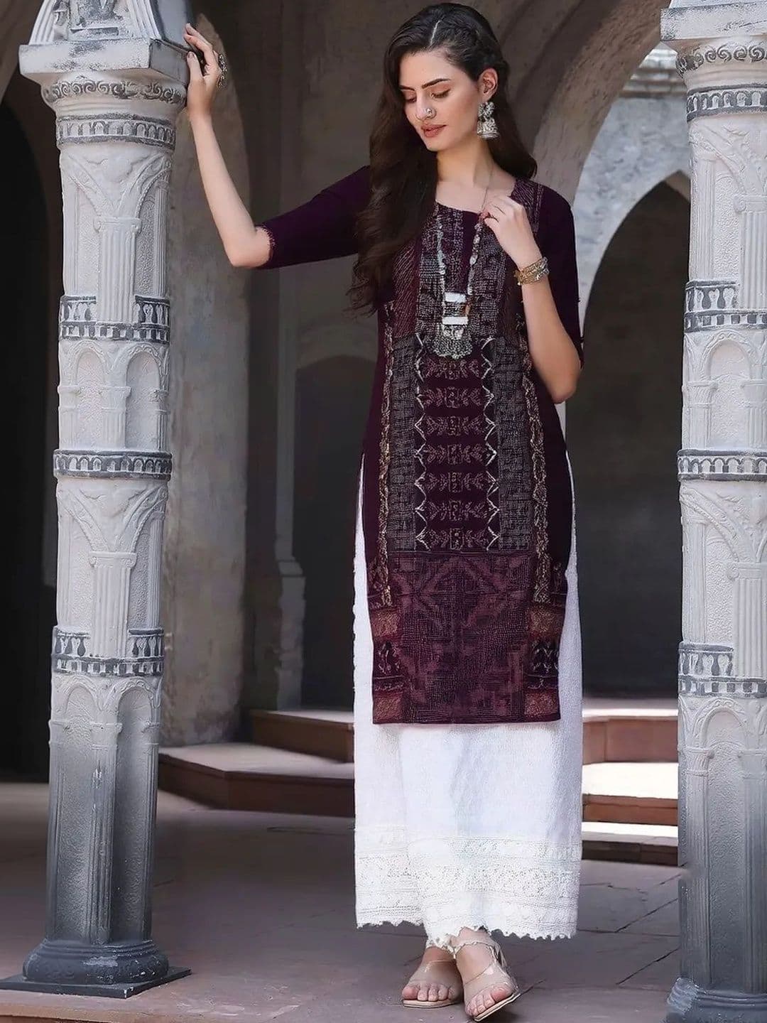 arangya Women Ethnic Motifs Printed Crepe Kurta - view 1