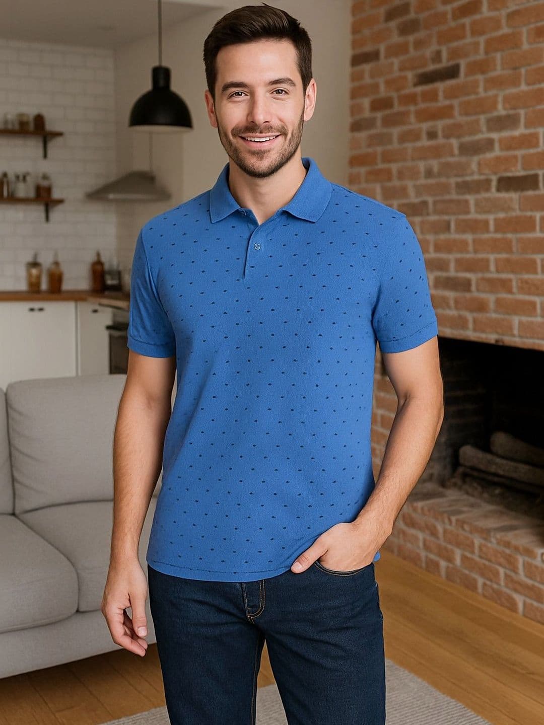 Raves Men Printed Polo Collar Bio Finish T-shirt - view 1