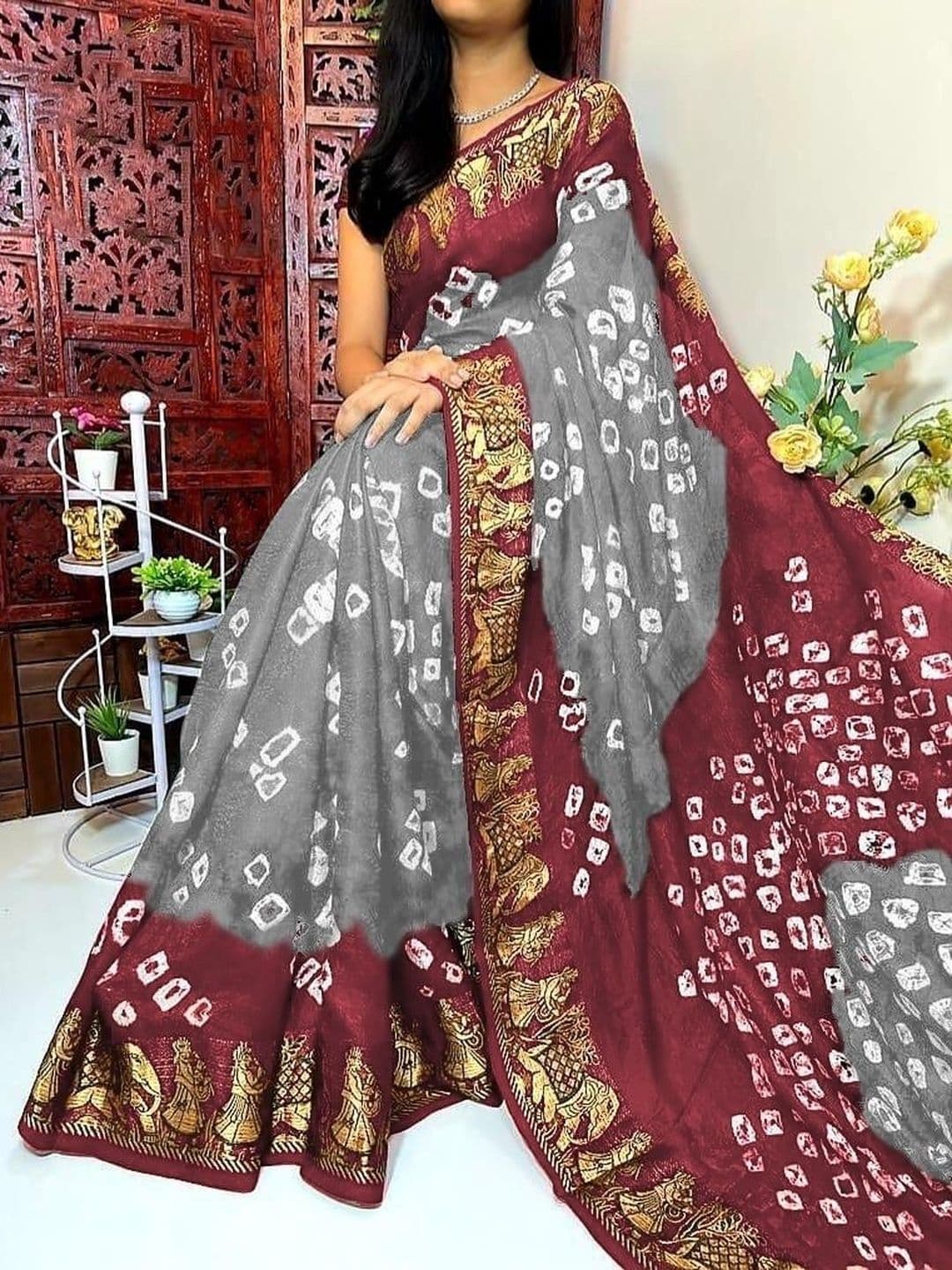 JERAVI Enterprise Bandhani Art Silk Saree - view 1