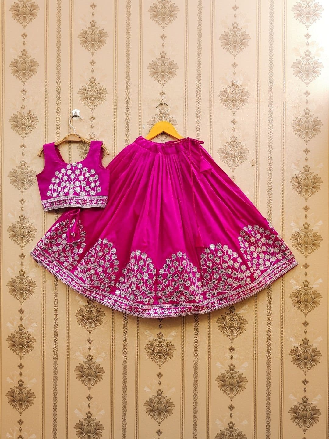 Helene Girls Embellished Sequinned Semi-Stitched Lehenga & - view 1