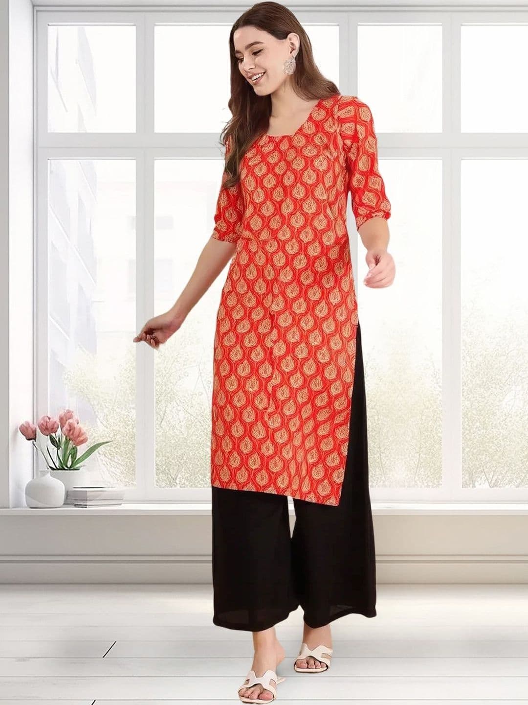 arangya Pack Of 3 Women Ethnic Motifs Printed Indie Prints Crepe Kurta - view 1