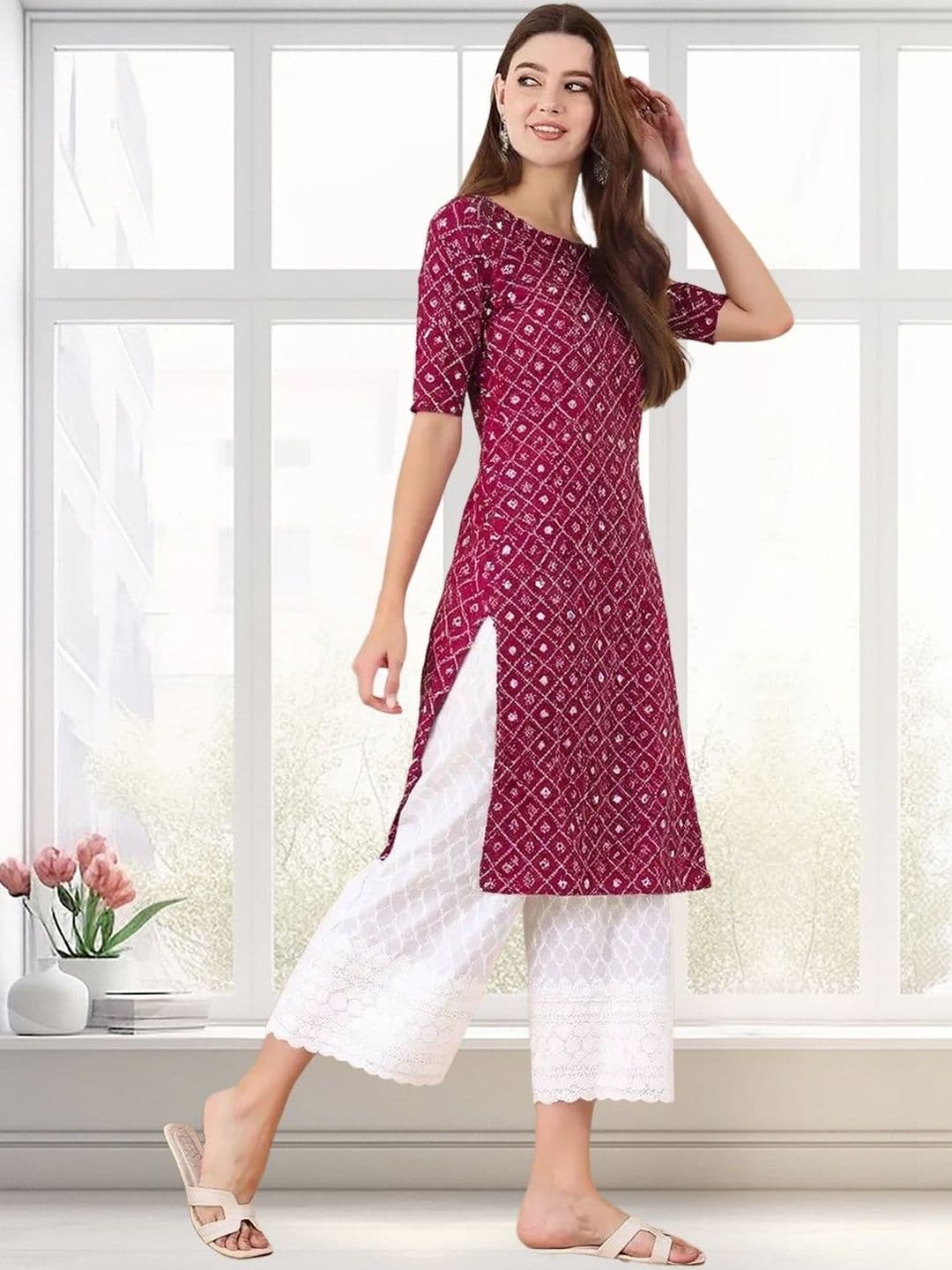 arangya Women Pack Of 2 Geometric Printed Crepe Kurta - view 1