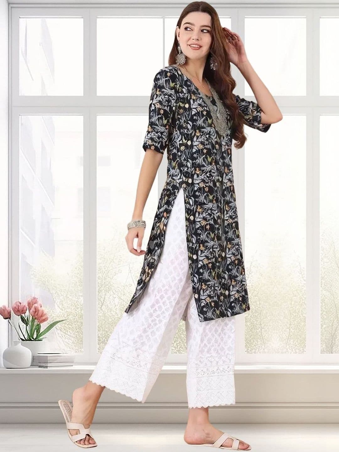 arangya Women Pack Of 2 Floral Printed Indie Florals Crepe Kurta - view 1