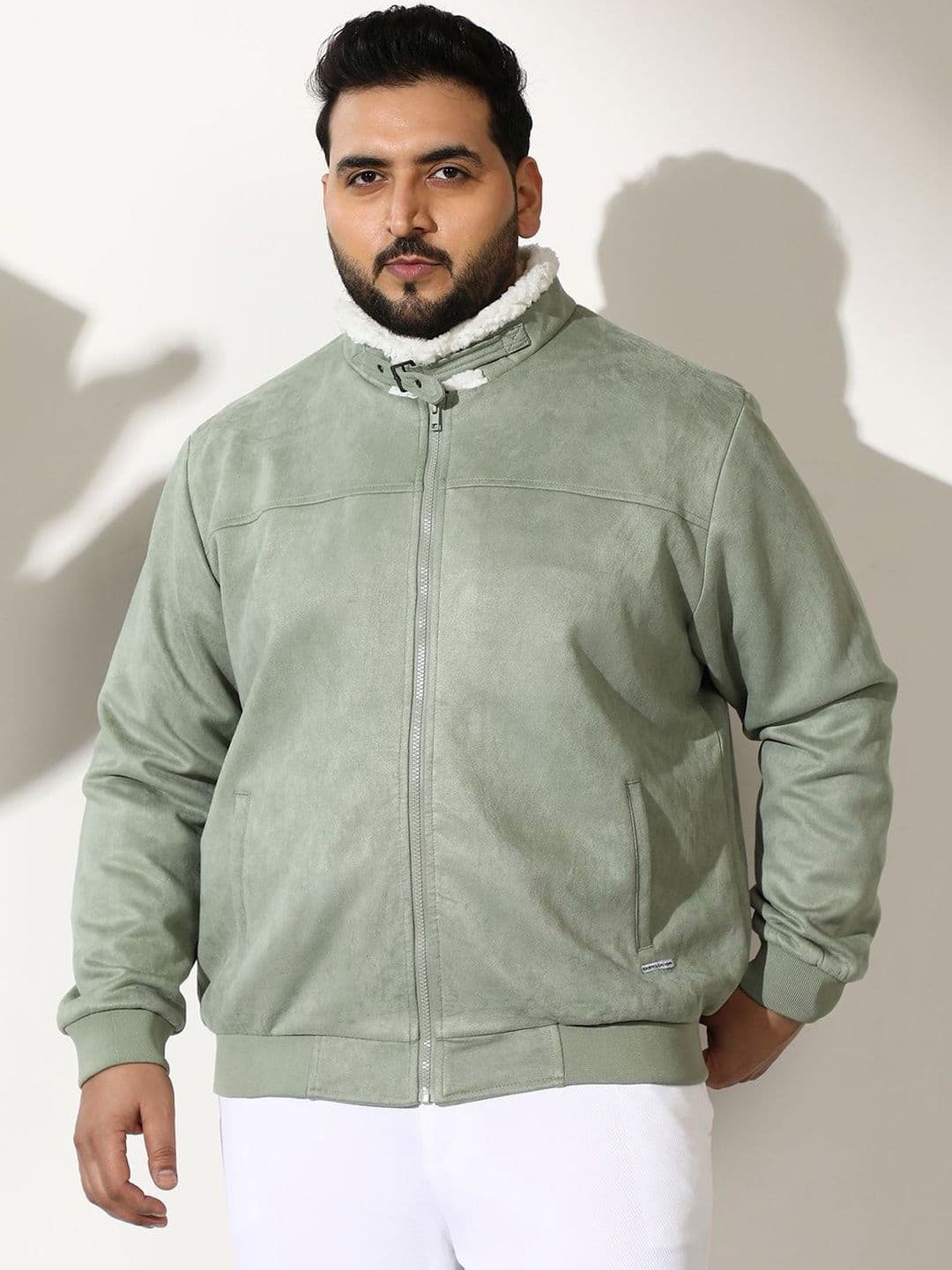 Instafab Plus Men Suede Windcheater Bomber Jacket - view 1