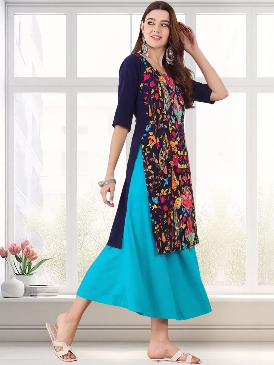arangya Women Pack Of 2 Floral Printed Floral Crepe Kurta - view 1
