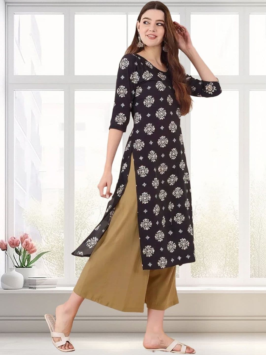 arangya Women Pack Of 2 Ethnic Motifs Printed Indie Prints Crepe Kurta - view 1