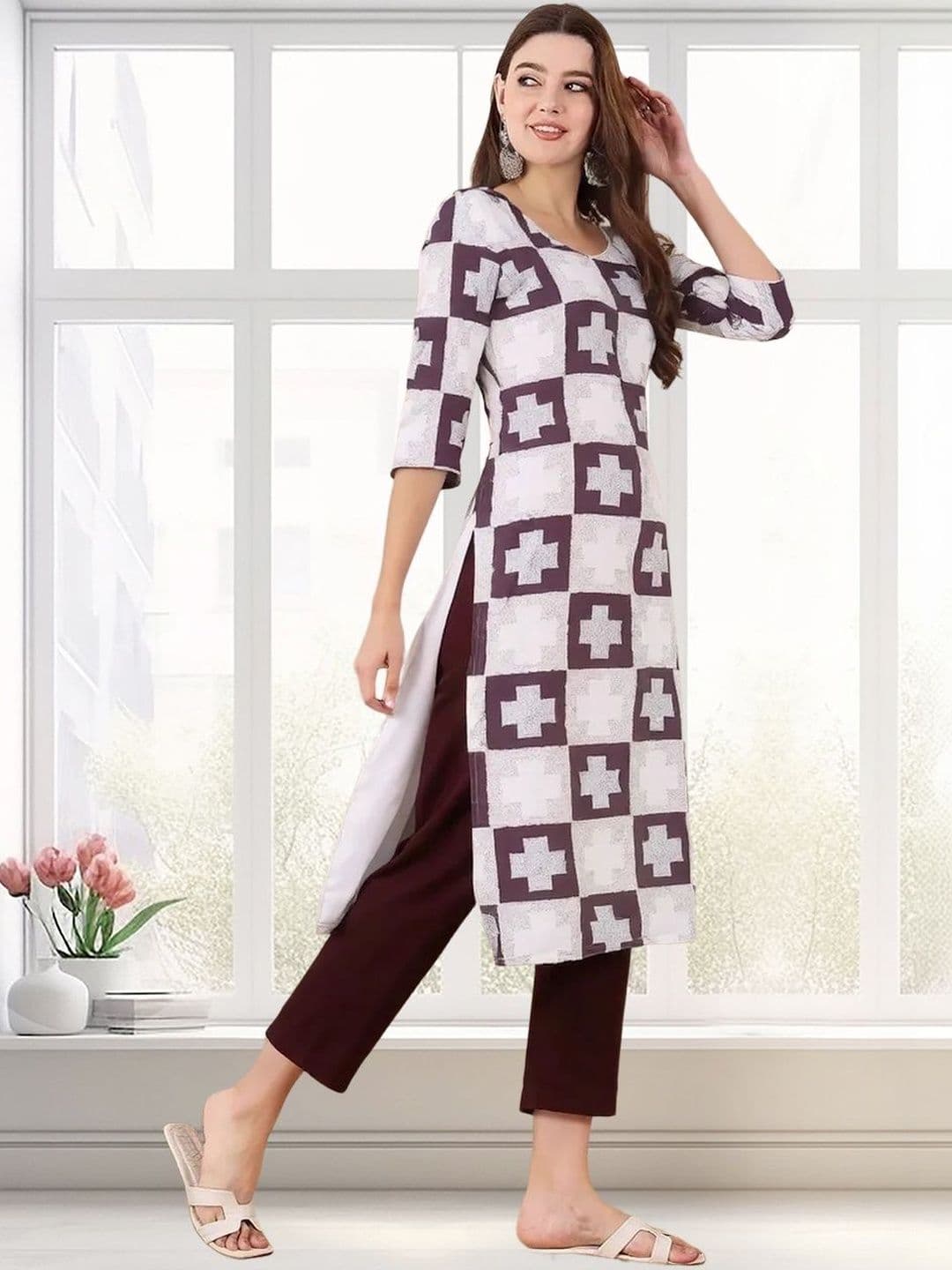 arangya Women Pack Of 3 Geometric Printed Crepe Kurta - view 1