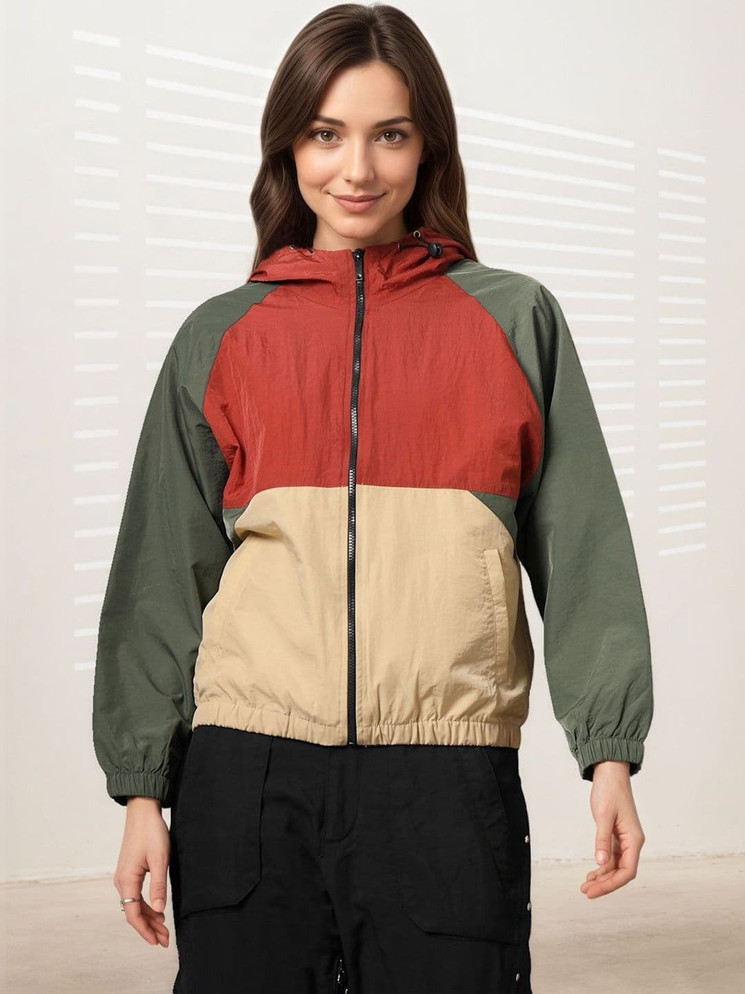 Mast & Harbour Women Colourblocked Lightweight Sporty Jacket - view 1