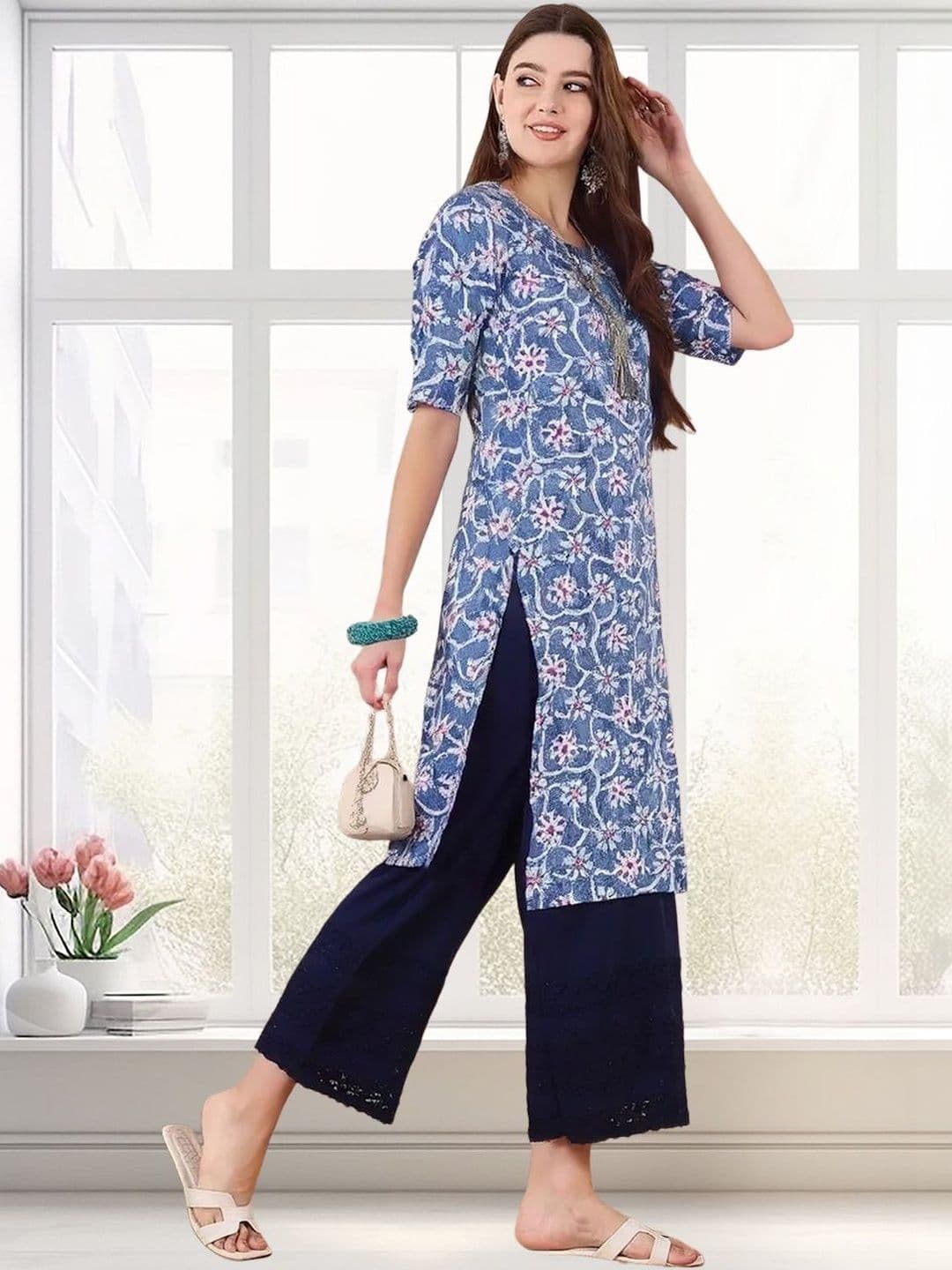 arangya Women Pack Of 2 Floral Printed Indie Prints Crepe Kurta - view 1