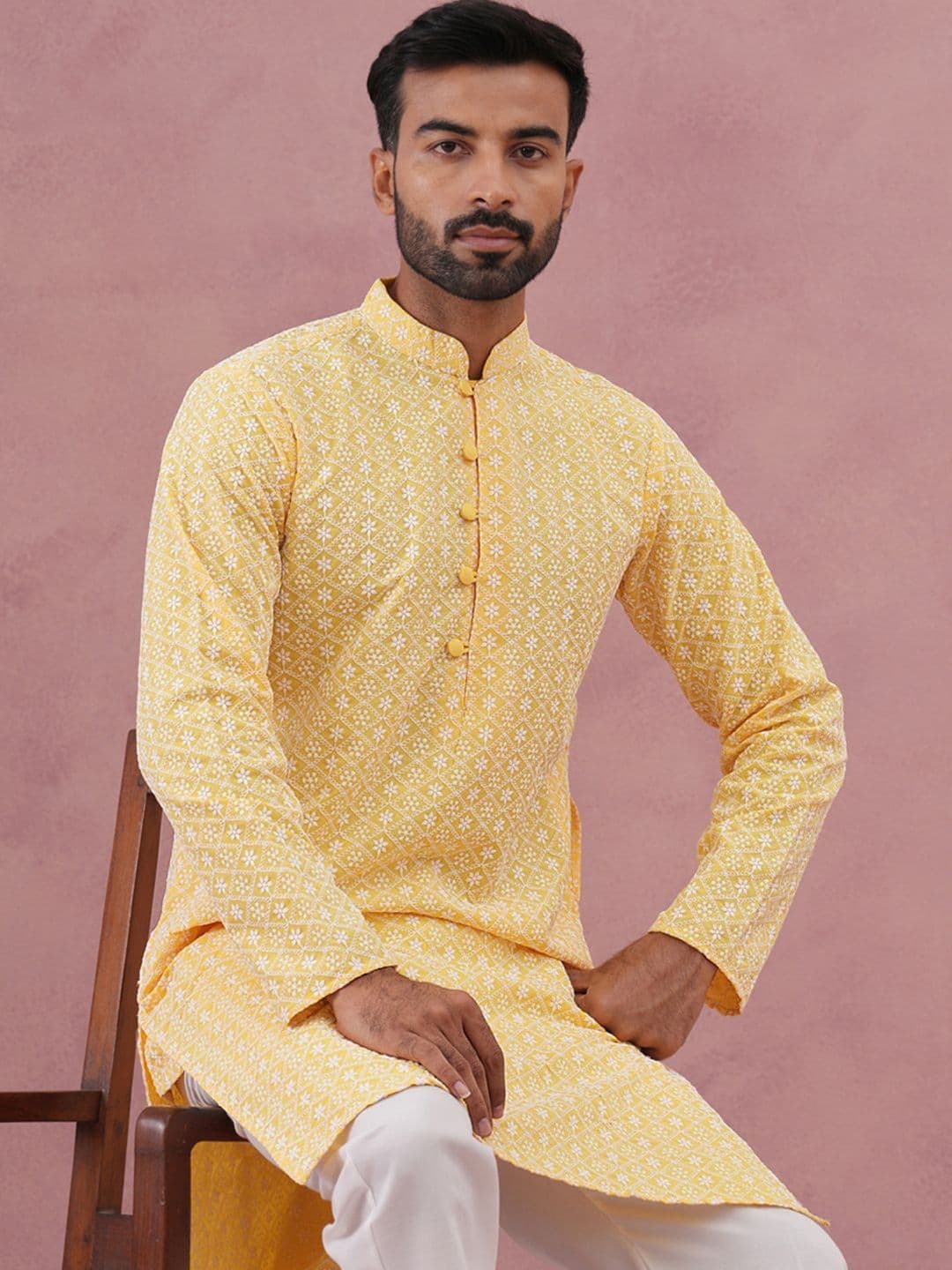 Jompers Men Embroidered Chikankari Kurta - view 1