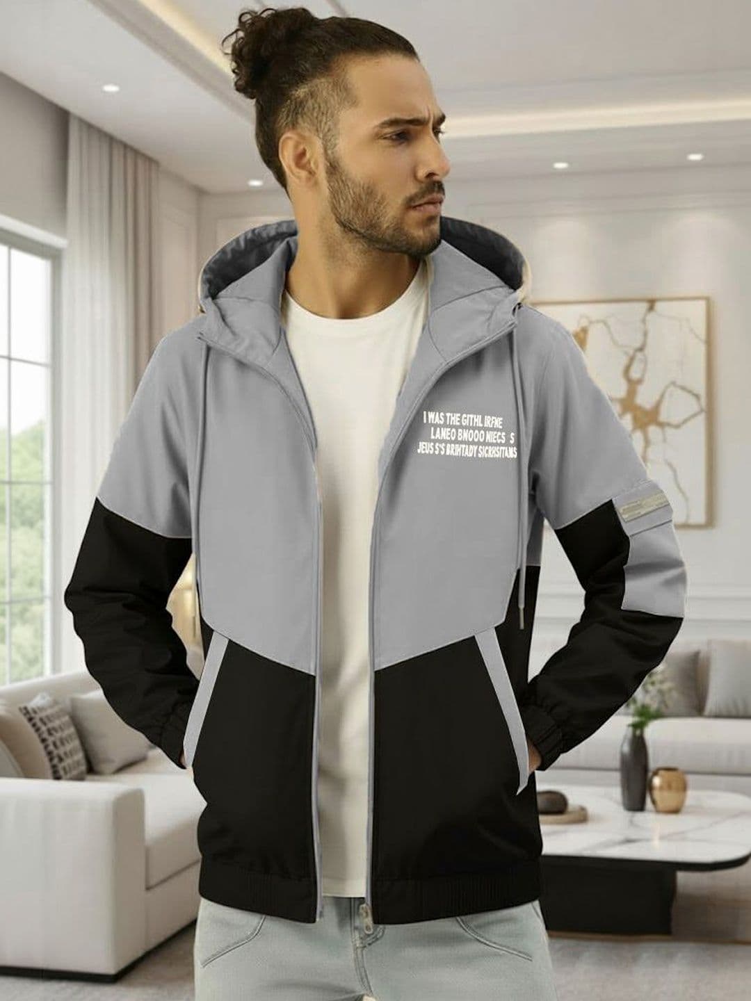 VERTICALS Men Typography Colourblocked Lightweight Sporty Jacket - view 1