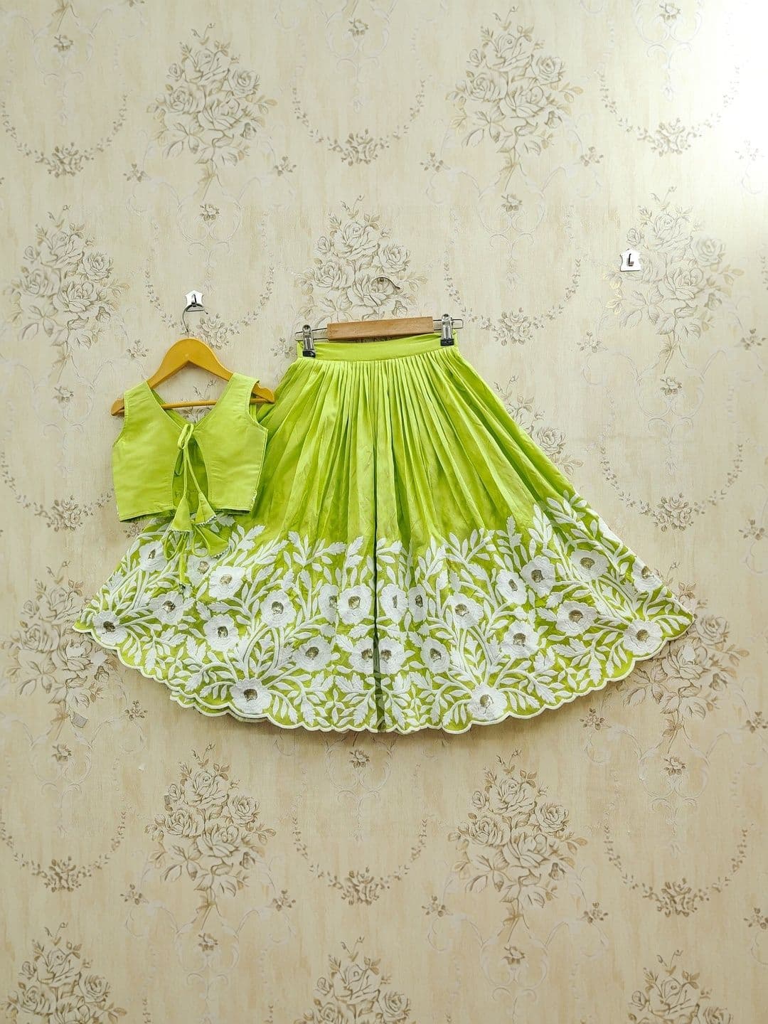 Sangria Girls Embroidered V-Neck Flared Lehenga Choli - view 1