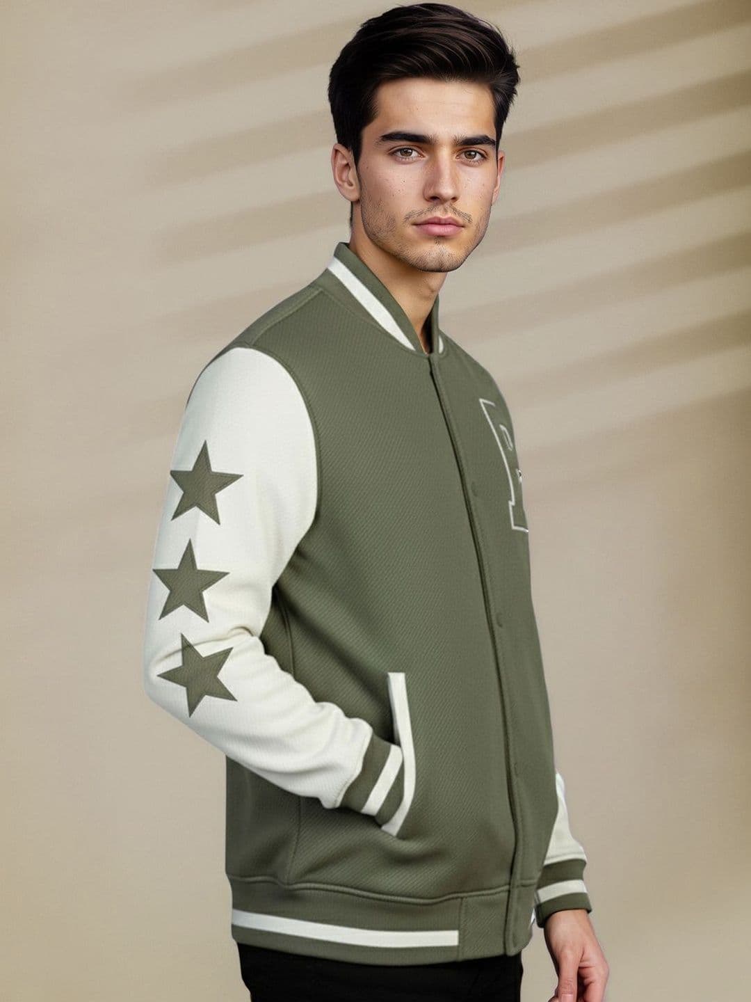 Mast & Harbour Men Colourblocked Woollen Varsity Jacket - view 1