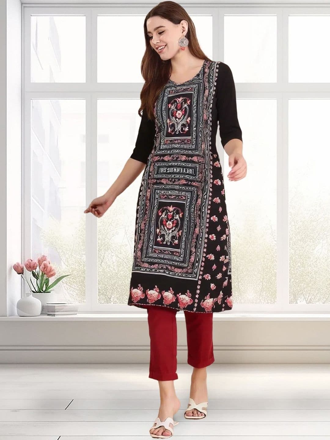 arangya Women Pack Of 2 Floral Printed Indie Florals Crepe Kurta - view 1