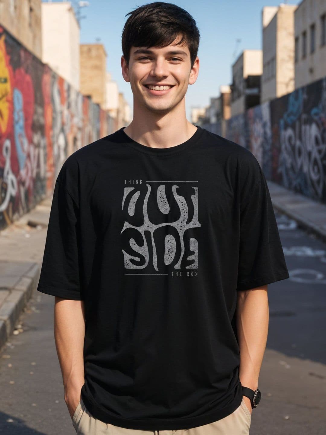 SMARTEES Men Oversized Typography Printed T-shirt - view 1