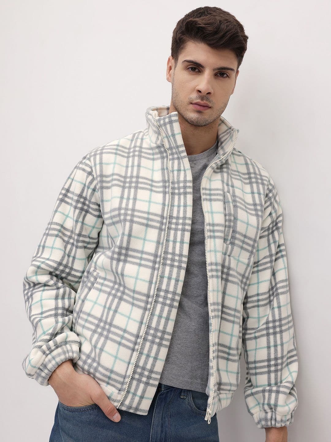 The Roadster Life Co. Self Checked Mock Collar Tailored Jacket - view 1