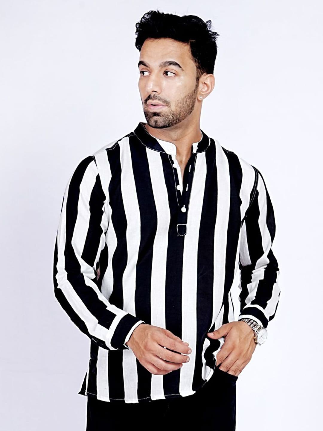 Anouk Rustic Striped Thread Work Handloom Straight Kurta - view 1