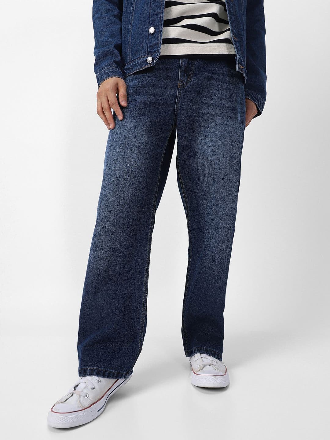 Urbano Fashion Men Loose Relaxed Fit Heavy Fade Jeans - view 1
