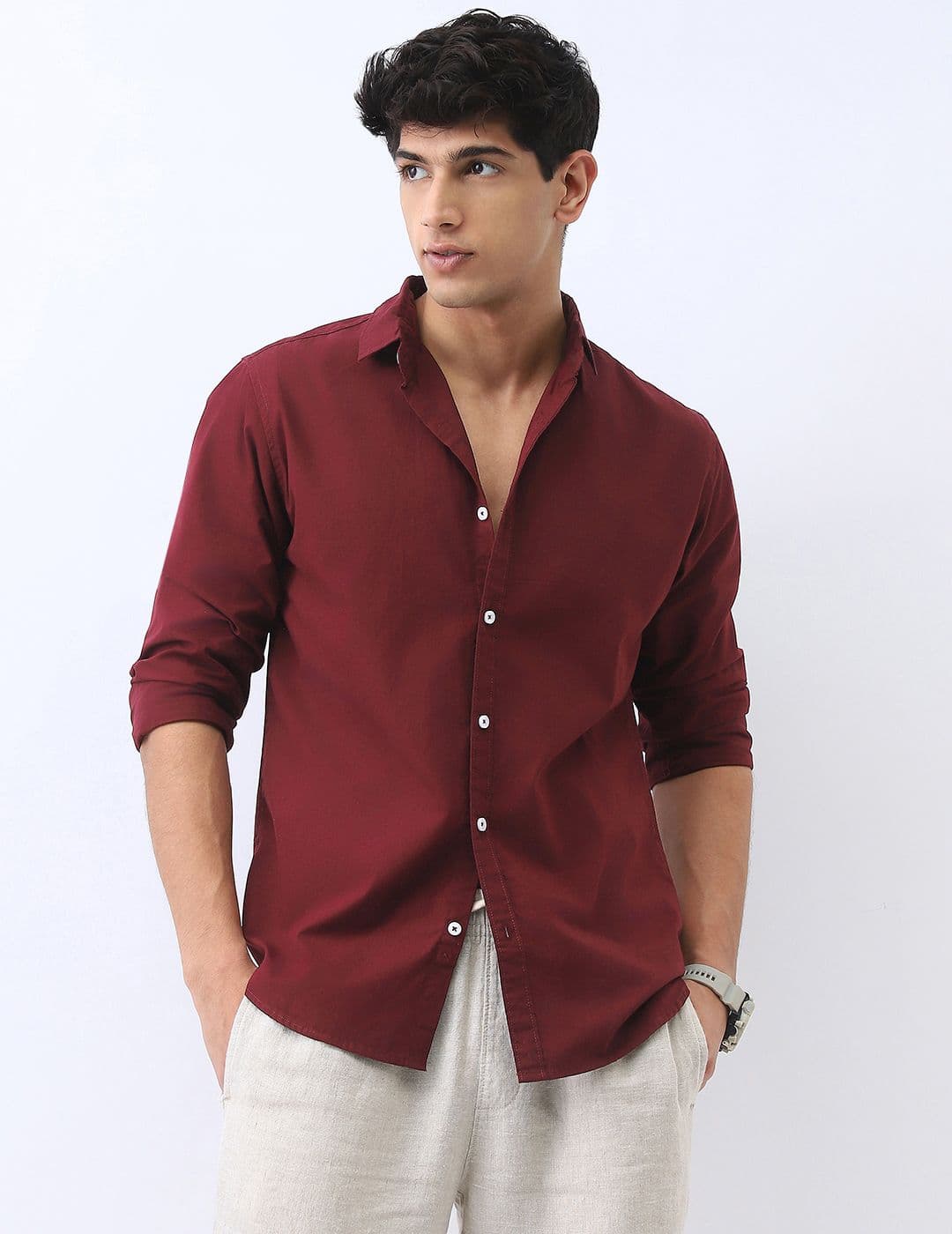 Urbano Fashion Men Cotton Full Sleeve Regular Fit Casual Solid Shirt - view 1