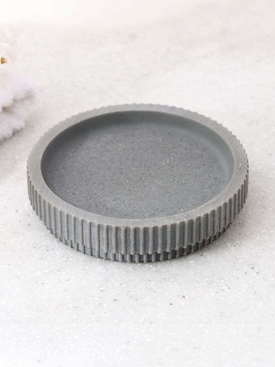 Home Centre Grey & Grey Textured Polyresin Soap Dish - view 1