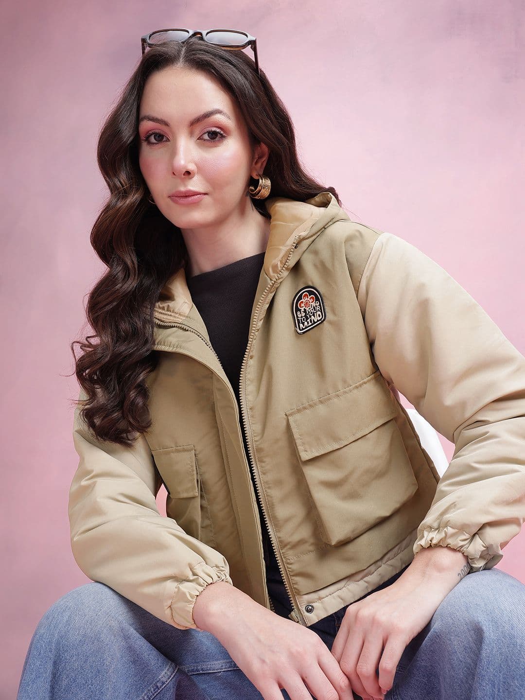 DressBerry Colourblocked Padded Jacket with Applique Details - view 1