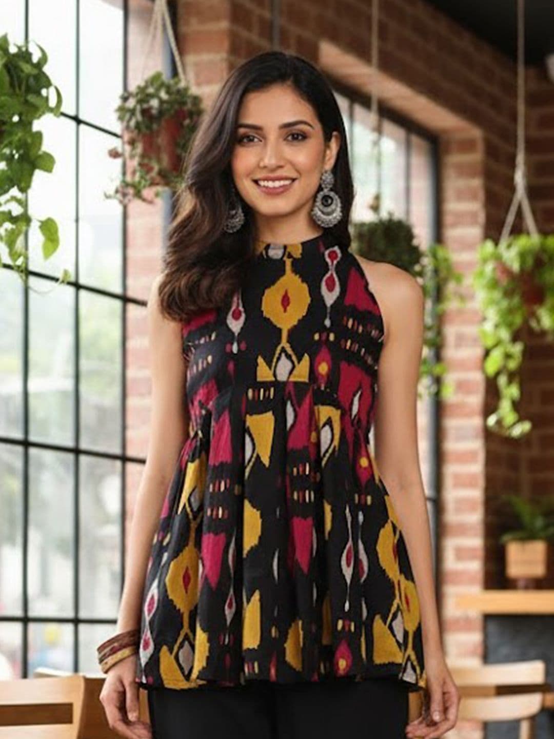 GULMEHAK Women Geometric Printed Fit And Flare Cotton Stitched Tunic - view 1