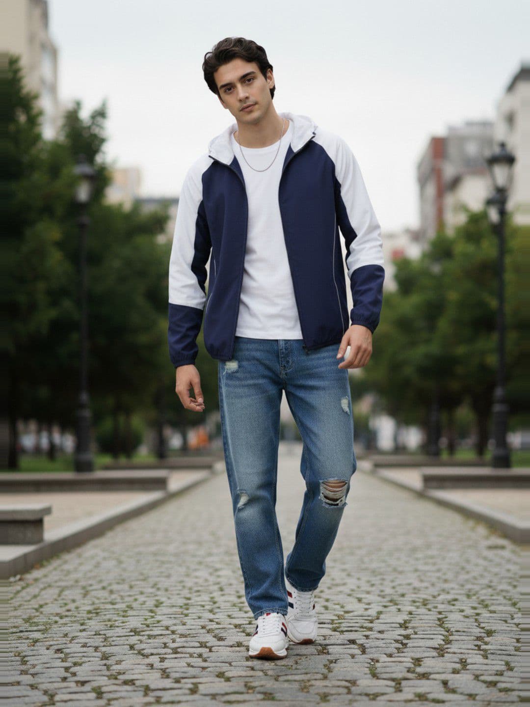 glitchez Hooded Bomber Jacket with paneled detail - view 1