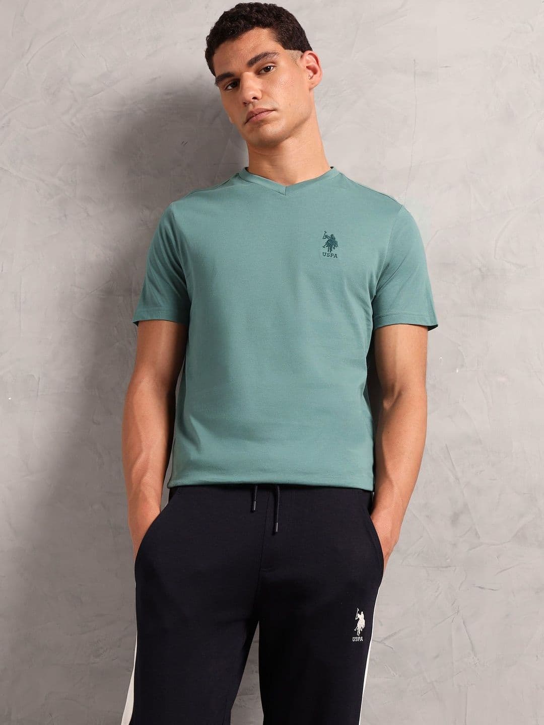 U.S. Polo Assn. Men V-Neck Short Sleeves Pure Cotton Lounge T-Shirt - view 1