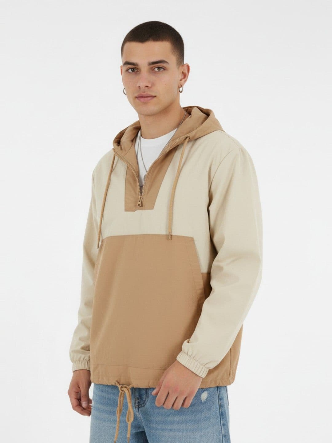 glitchez Colorblocked Hooded Tailored Jacket with Tie-Up - view 1