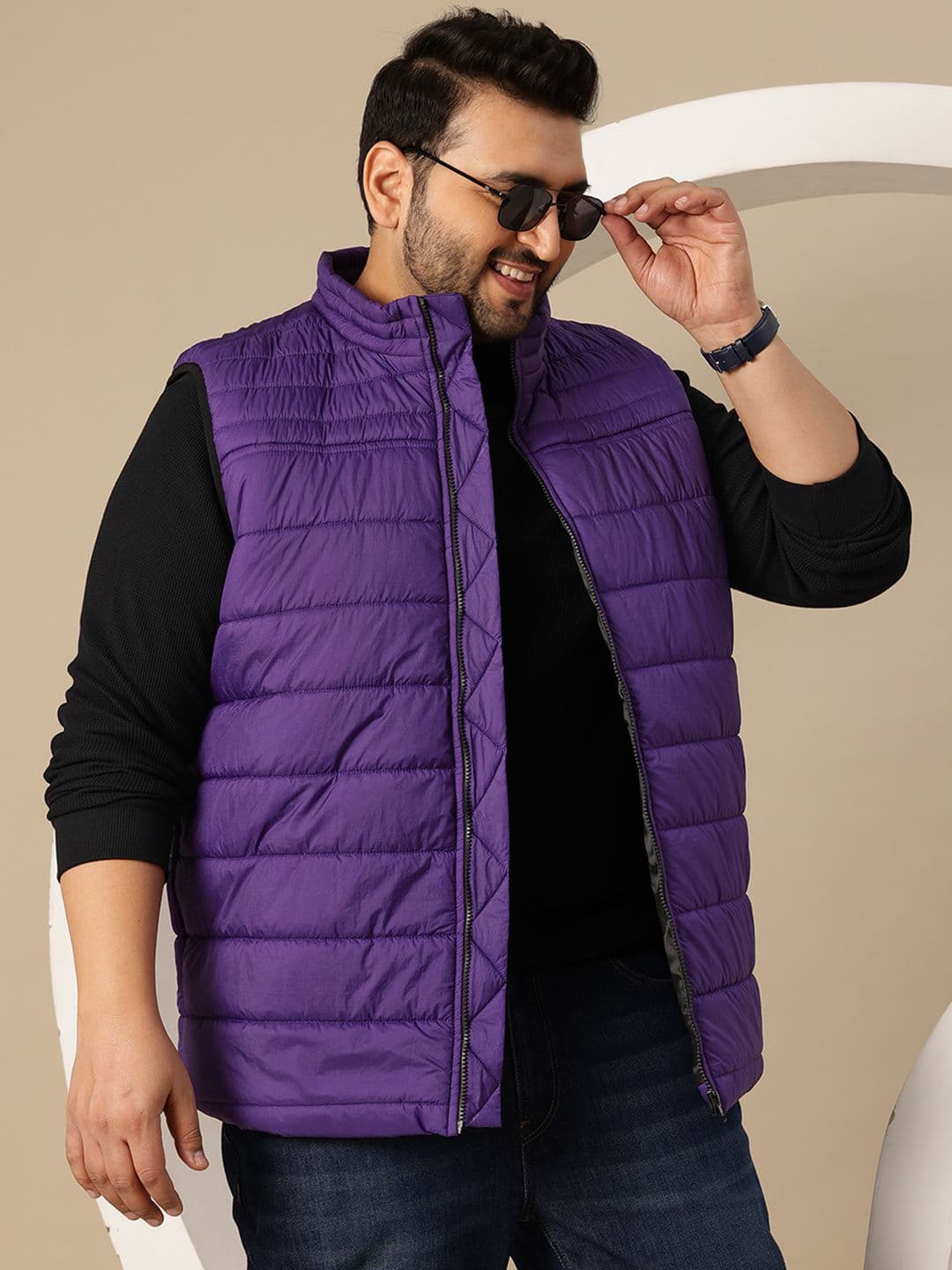 Sztori Plus Size Mock Collar Puffer Gilet Jacket - view 1