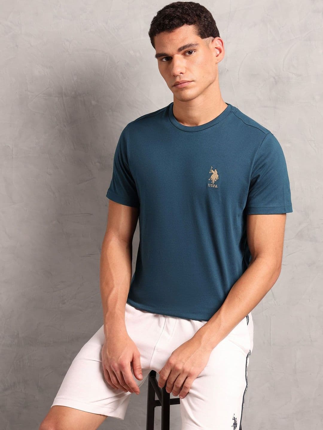 U.S. Polo Assn. Men Barnd Logo Embroidered Pure Cotton Comfort Fit Lounge T-Shirt - view 1