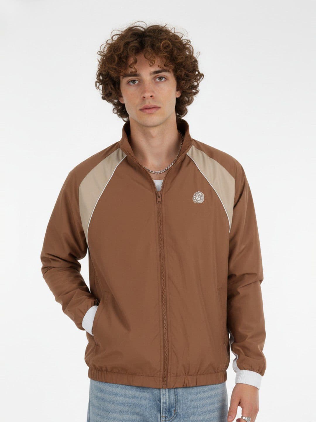 glitchez Mock Collar Bomber Jacket with Contrast Piping - view 1