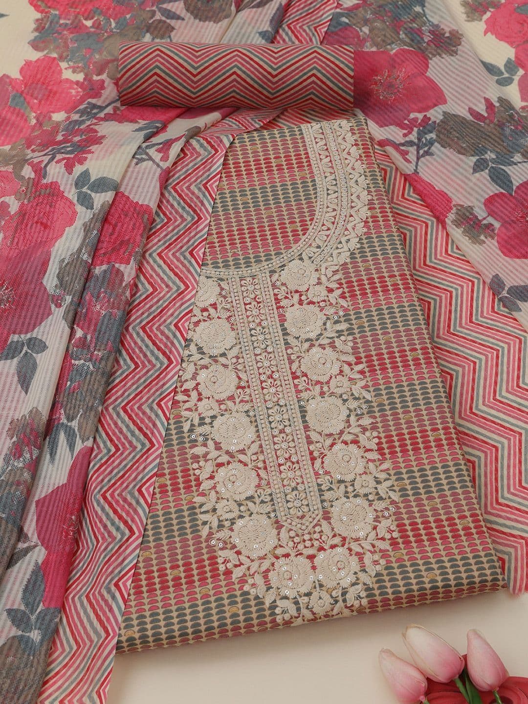 Soch Embroidered Unstitched Dress Material - view 1