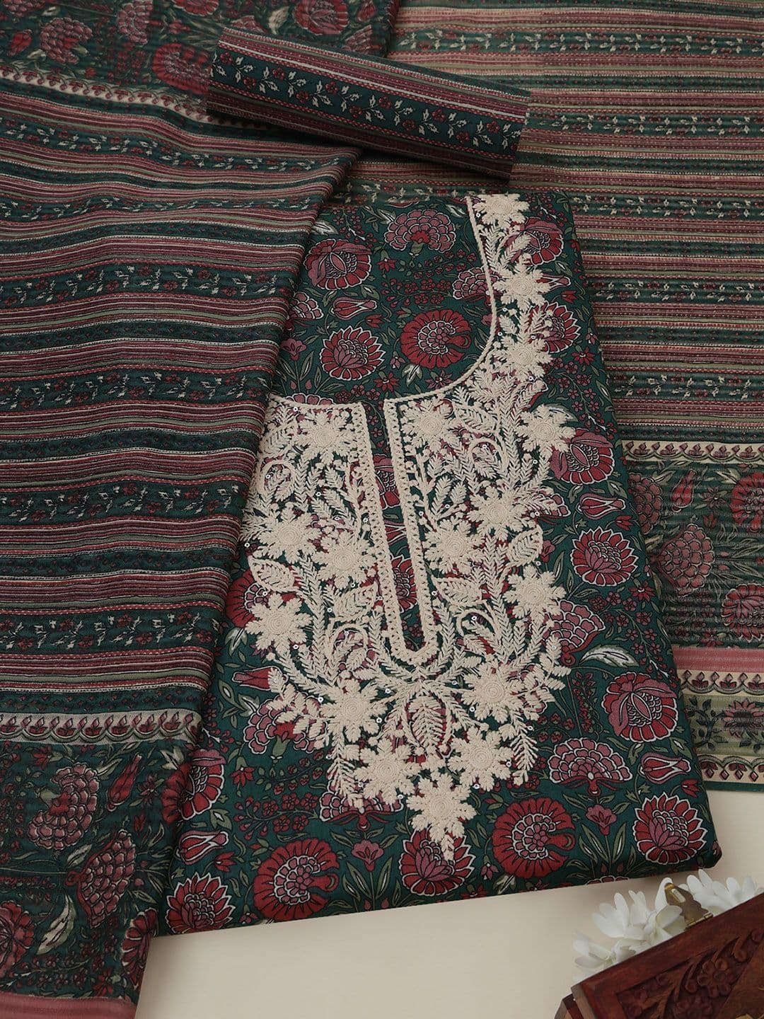 Soch Printed Pure Cotton Unstitched Dress Material - view 1